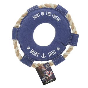 Boat Dog - 10.75" x 10.75" Canvas Dog Toy on Rope