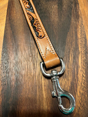 Western Tooled Leather Fancy Dog Leash