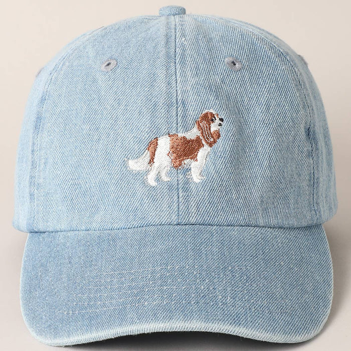 Cavalier King Dog Embroidered Denim Baseball Cap