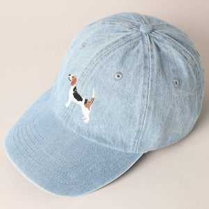 Beagle Dog Embroidered Denim Baseball Cap