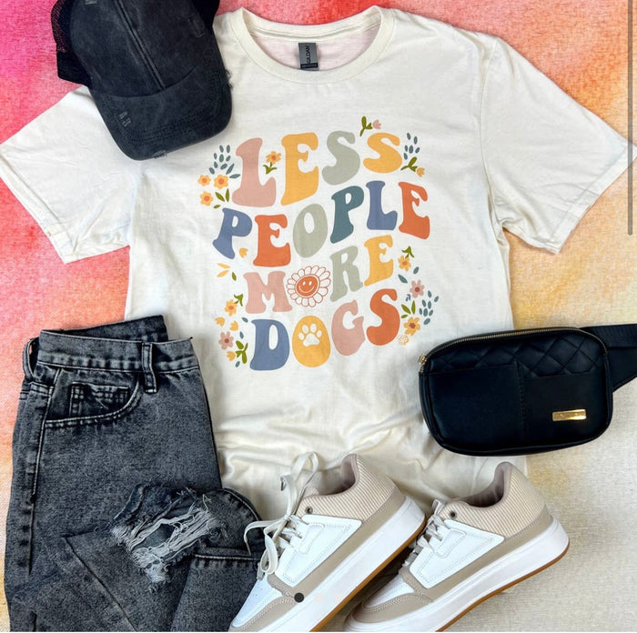 Less People More Dogs Retro Floral Tee