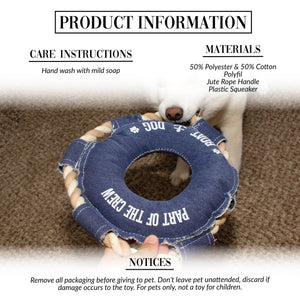 Boat Dog - 10.75" x 10.75" Canvas Dog Toy on Rope