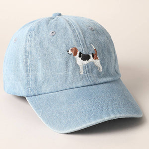 Beagle Dog Embroidered Denim Baseball Cap