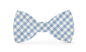 Sky Blue Gingham Spring Dog Bow Tie
