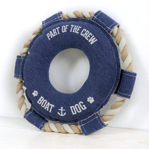Boat Dog - 10.75" x 10.75" Canvas Dog Toy on Rope