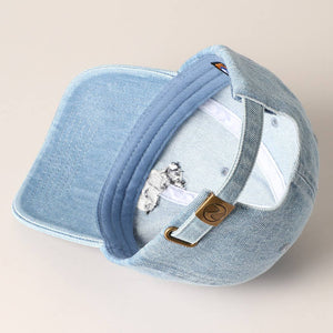 French Bulldog Dog Embroidered Denim Baseball Cap