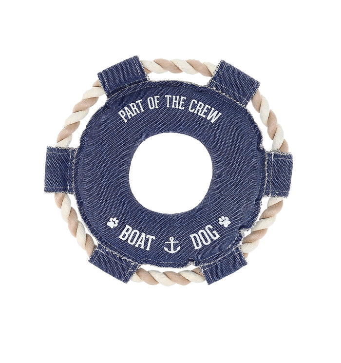 Boat Dog - 10.75" x 10.75" Canvas Dog Toy on Rope
